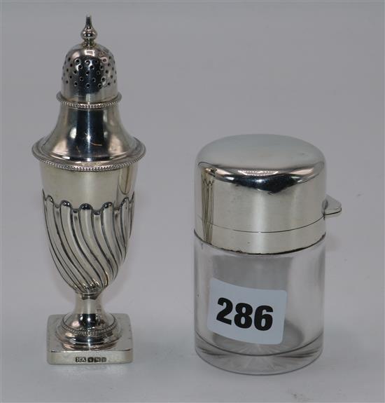 Silver smelling salts bottle & pepper castor